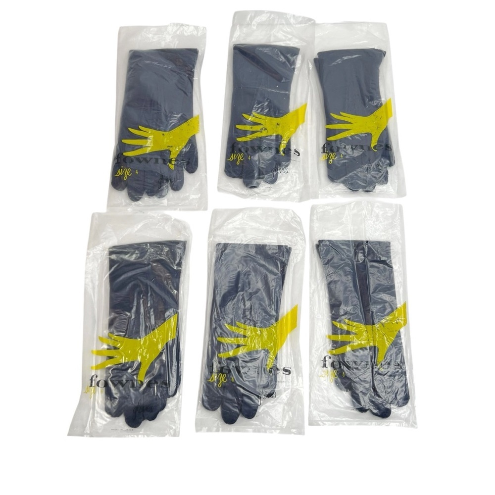 Lot of 6 Vintage Fownes Girls Navy Blue 100% Cotton Gloves Everyday Size 4